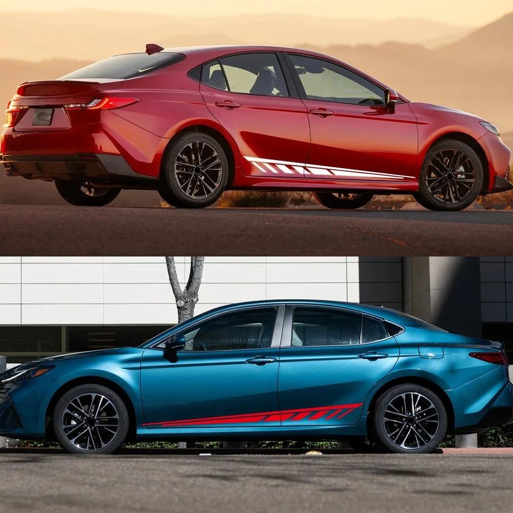 2 ADET Yarış Spor Araba Çıkartmaları Uzun Çizgili Otomatik Kapı Yan Etekleri Vinil Çıkartma Otomatik Gövde Styling Dekorasyon Çıkartmaları Aksesuarlar