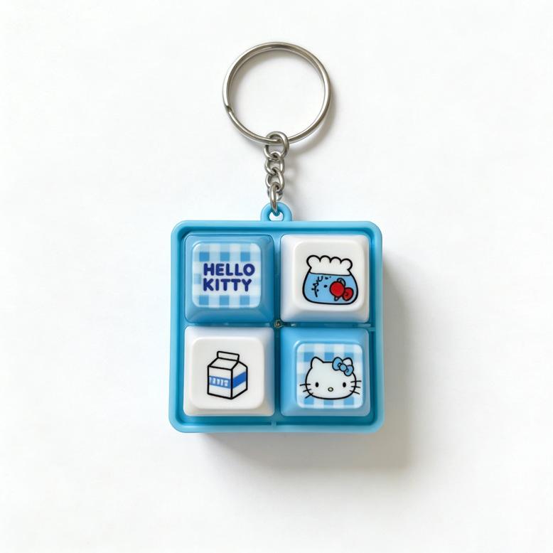 Cartoon Hello Kitty keyboard Pendant Kawaii Healing and Decompression Four Panel Button Keychain Backpack Pendant