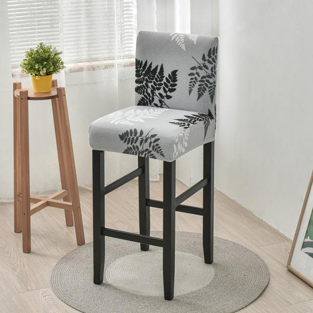 Elastic Short Chair Furniture Cover Spandex Fabric Printed Bar Stool Seat Covers Chair Protector Slipcovers For Cafe Dining Space Kitchen Washable