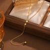 Elegante Scheiben-Y-Form Anhänger Halskette Edelstahl Goldfarbe Flache Rolo-Kette Quasten Halsketten Schmuck Valentinstagsgeschenk