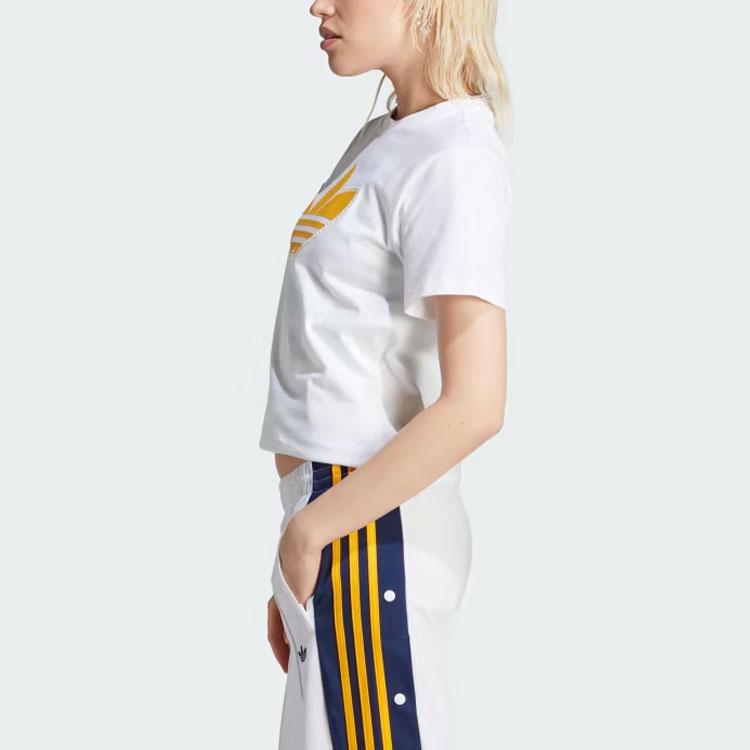 Adidas Originals Pearl Trefoil Logo Print Round Neck Short Sleeve T-Shirt Women Tops White IM1922