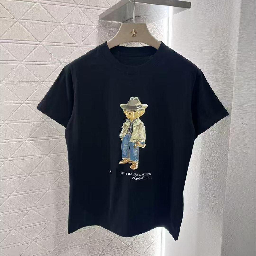 

Summer casual new fashion bear versatile printed pattern T-shirt commuter round neck short sleeve 4XL