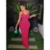 Solid Ruched Spaghetti Strap Bandage Maxi Dress Women Casual Sleeveless Backless Bodycon Ladies Party Streetwear Dresses