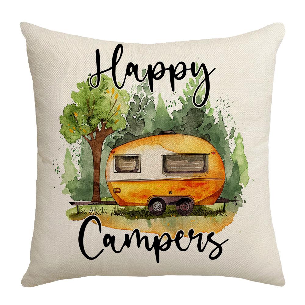 Plant Letter Print Pillow, Sofa Pillow Cover, Car Waist Protector, Bedside Cushion Cover, Cartoon Hand-painted Pillow