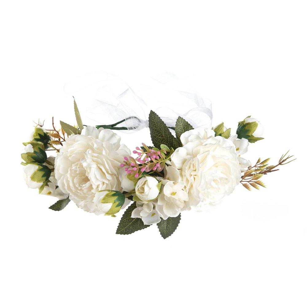 Rose Flower Headband Festival Wedding Green Leaf Floral Headpiece Flower Crown for Women Girls