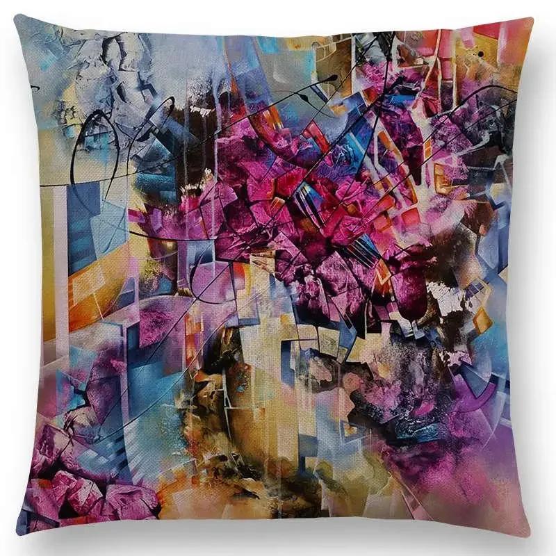 New Gorgeous Abstract Art Painting Mysterious Color Vortex Fantasy Geometry Retro Cushion Cover Car Sofa Throw Pillow Case