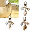 Pearls Embellished Seashells Keychain Portable Bag Charm Decoration for Women Stylish Functional Accessory