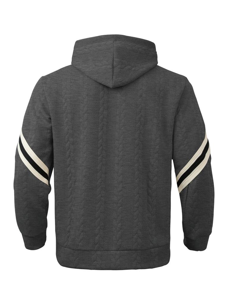 Autumn/Winter Jacquard Heavyweight Men's Warm Hooded Outdoor Sports Hoodie
