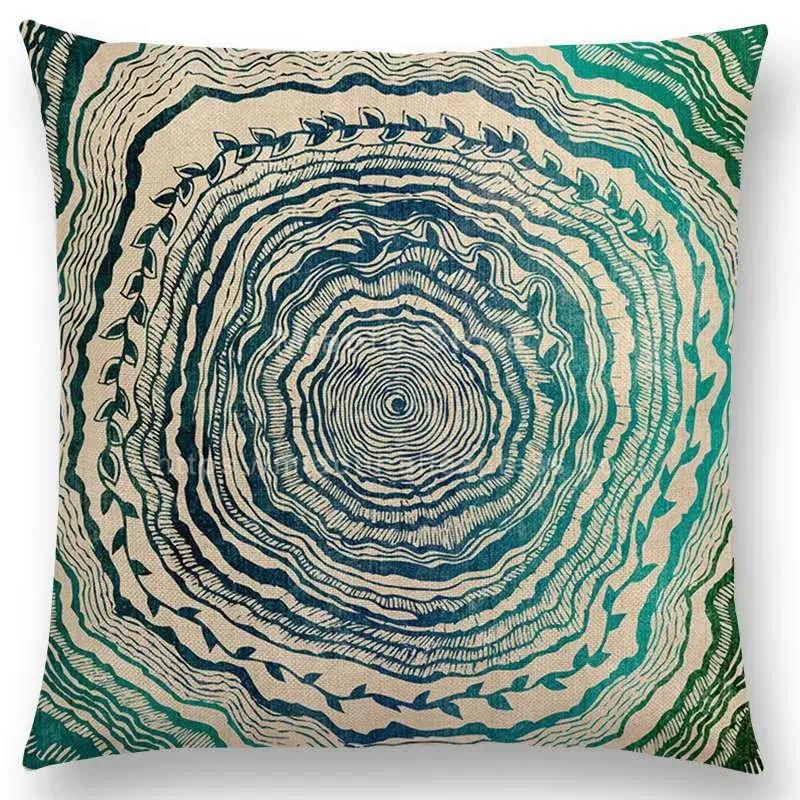 Schönes Blatt-Blumenmuster Mandala Kissenbezug Jahresringe Wunderschöne Blumen Drucke Sofakissenbezug Heimdekoration Dekorativ