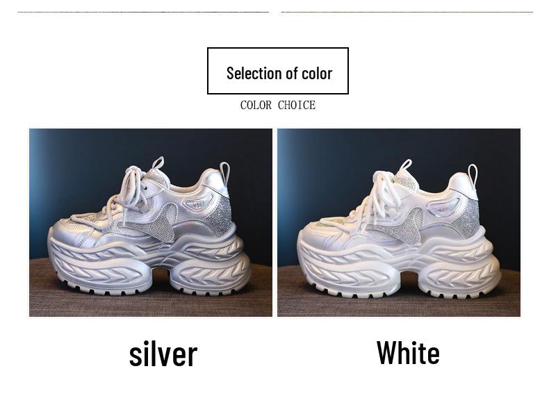 2025 Rhinestone Platform Hidden Heel Women's Fashion Sneakers