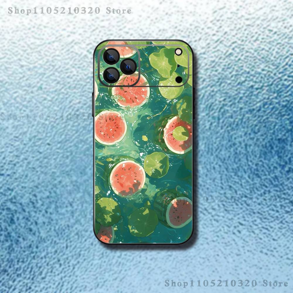 Fruit Watermelon Phone Case For iPhone 17,16,15,14,13,12,Pro,Max,Plus,E,SE4,Air,Mini Black Soft Box