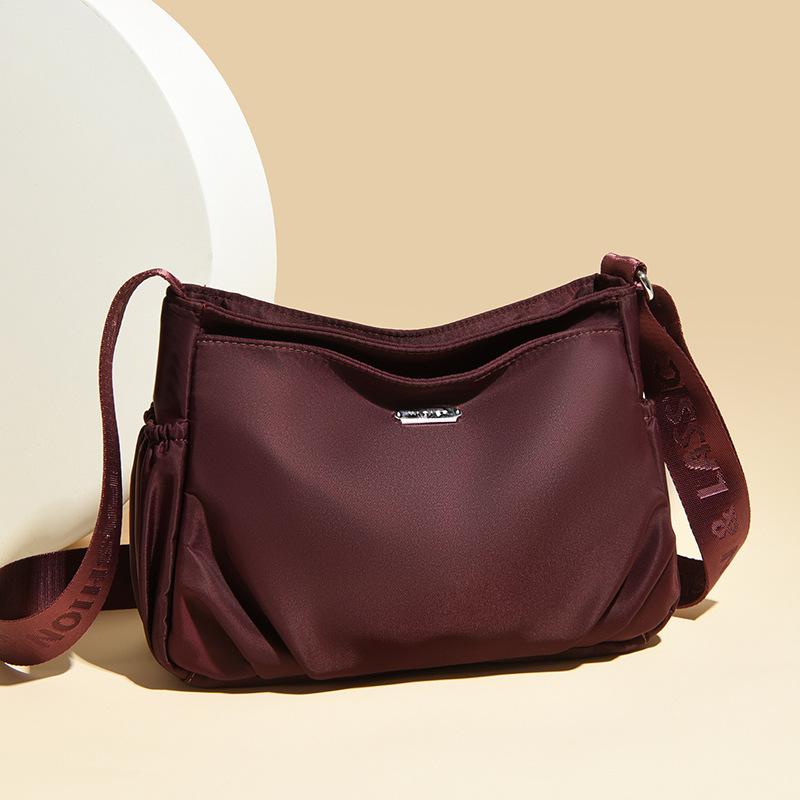 Women's Nylon Crossbody Bag Lightweight Shoulder Tote with Wide Strap Fashionable Everyday Casual Bag