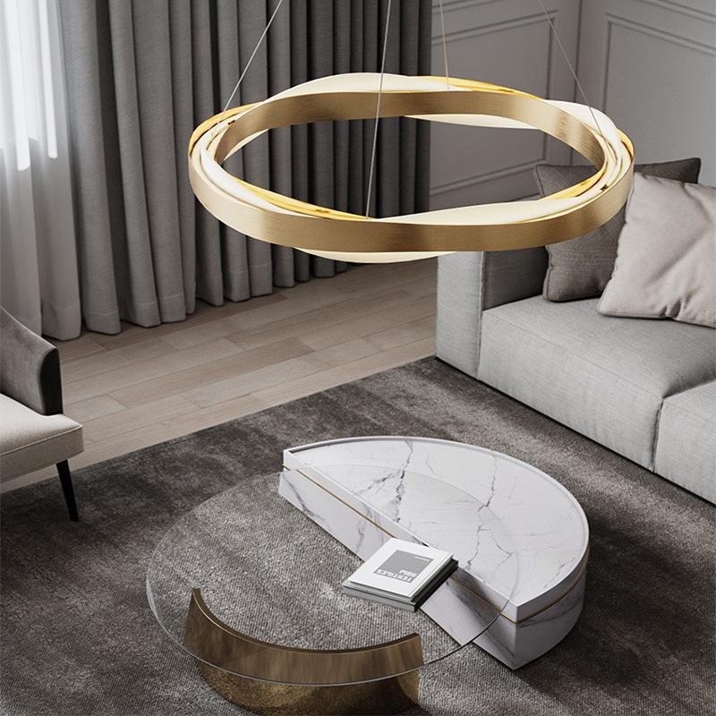 New Modern Gold Pendant Lamp Nordic LED Three Color Dimming Chandelier for Living Room Bedroom Restaurant Decor Hanging Lighting