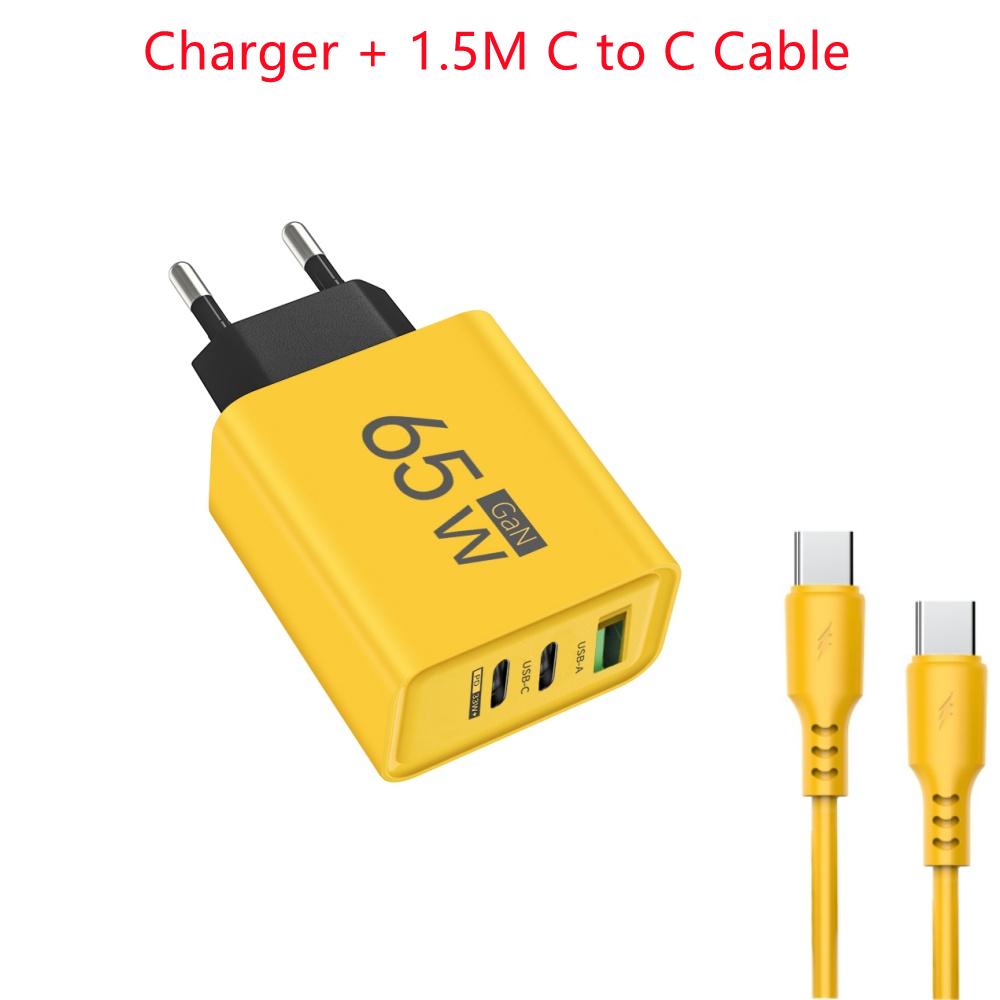 65W GaN Fast Charger USB Type C PD QC3.0 Quick Charging Charger Mobile Phone Adapter for 14 15 Pro Samsung Huawei