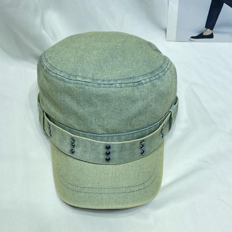 Vintage Distressed  Cap - Studded Beret & Duckbill Hat Slouchy Flat Top for Women Face Flattering Newsboy