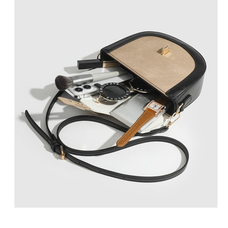 New Crossbody Bags Vintage PU Leather Underarm Shoulder Bags Mini Flap Contrast Color Saddle Bags Luxury Women's Handbags