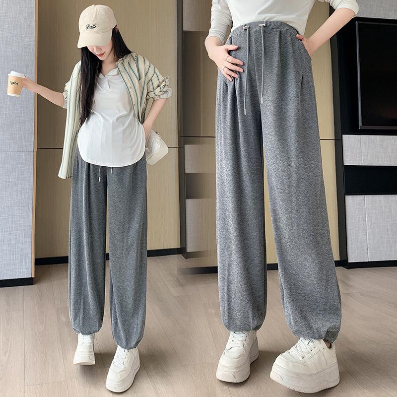 Maternity Wide-Leg Harem Pants - Spring/Autumn Drawstring Casual Carrot Pants XL