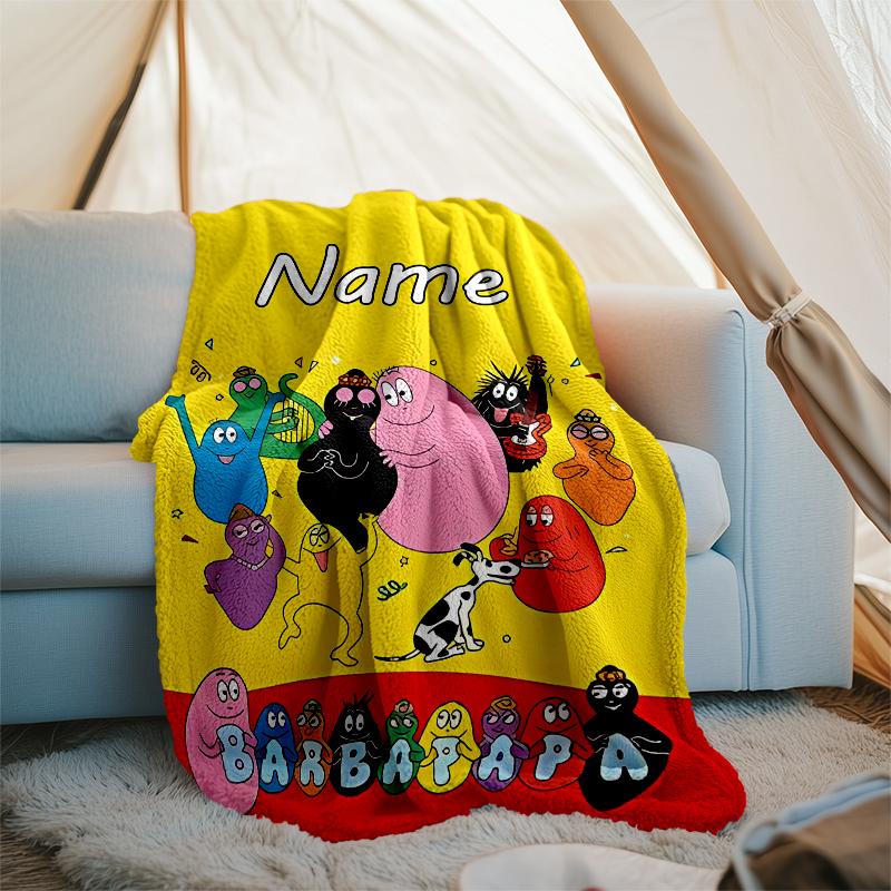 Personalized Custom Name Blanket - Barbapapa Print Design,Blanket for Sofa,Bed,Travel,Camping - Soft and Warm, Great Gift