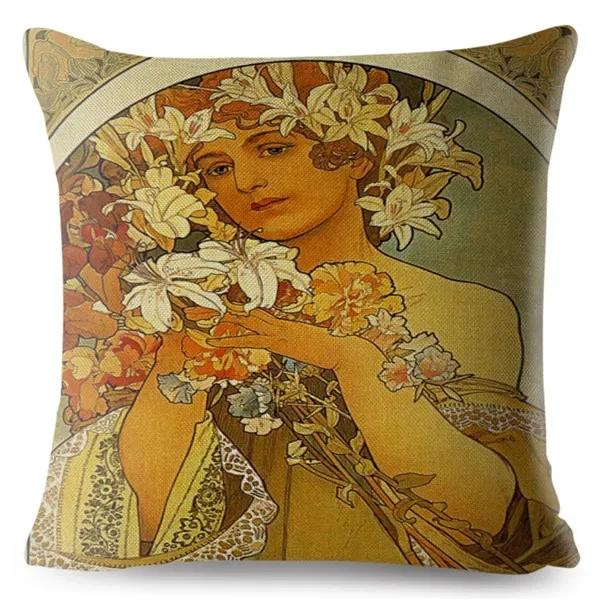 Art Nouveau Mucha Gallery Povlak na polštář Béžový povlak na polštář Autosedačka Home Decor