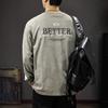 Autumn Letter Print Long-Sleeved T-Shirt Men'S American Retro Washed Sweater Loose Crew Neck Cotton Bottoming Shirt