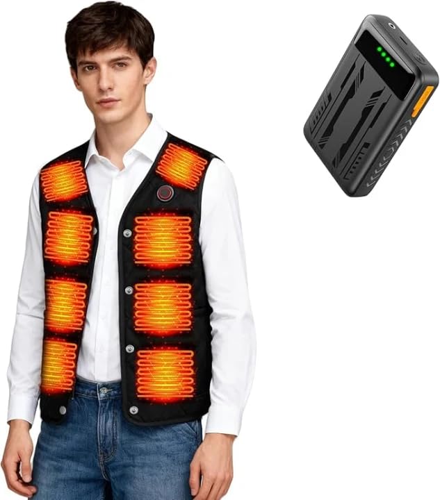 

KLIFE Electric Heated Vest with 24 Front and Back Heating DC and Mobile Includes 3 Temperature Fast Made with Fully and Perfect for Cold Weather чёрный
