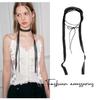 1pcs Cute Sweet Flower Lace Neck Strap Dressing Decoration Korean Style Hair Band Neckerchief Transparent Long Ribbon Head Scarf