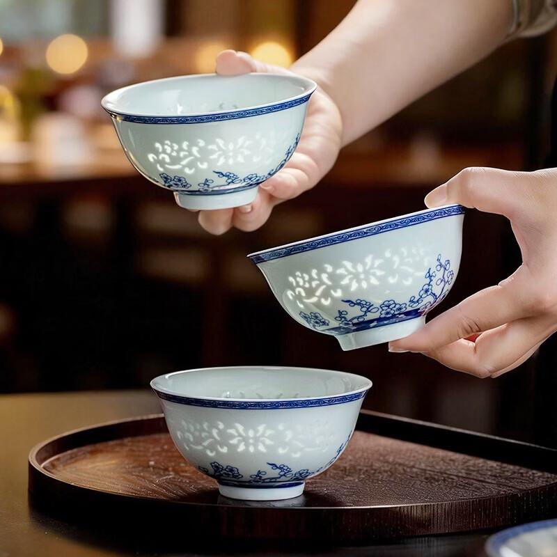 Aowei Jingdezhen Blue & White Linglong Ceramic Bowl