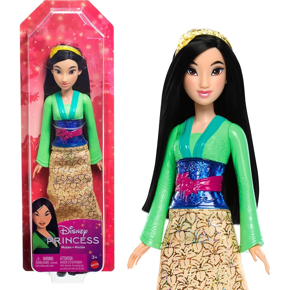 Mattel Disney Princess Mulan Posable Fashion Doll with Sparkling Clothing and Accessories, Disney Movie Toy