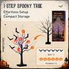 Halloween Tree with Light Home Decors Halloween Table Display Decoration, Lighted Black Tree with Bat Forms and Pumpkin Figures for Indoor Seasonal