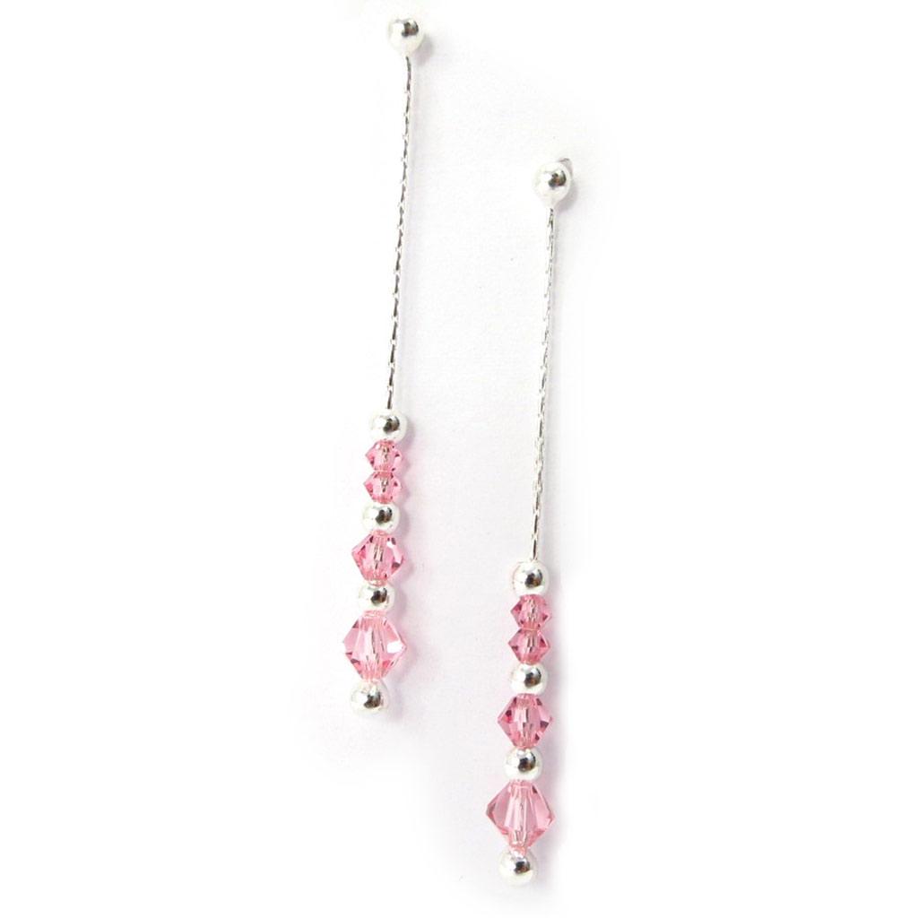 Les Trésors De Lily [K3833] - Stříbrné náušnice 'Clara' stříbrno-růžové - 55x5 mm