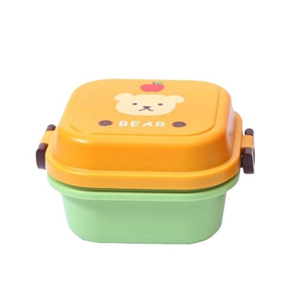 Portable Square Animal Snack Fruit Plastic Lunch Box Food Storage Box Fresh Keeping Box Tableware