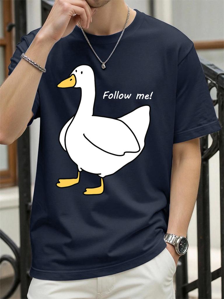 Follow The Goose Printing TShirt Women Cotton Summer Tops Comfortable Loose ONeck Short Sleeve T Shirts Casual Womans Clothes