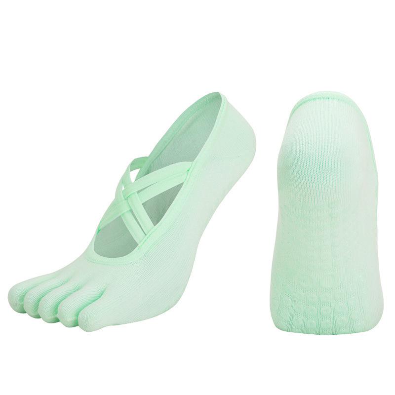 New Women Anti Slip Pilates Socks Five Toe Silicone Non-Slip Yoga Sock Bandage Ballet Dance Ladies Fitness Sports Cotton Sock
