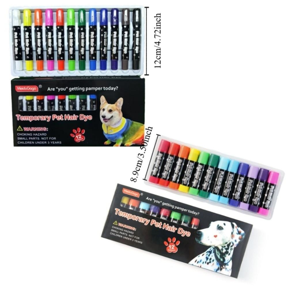 12 Farben Hundehaarfarbe Ungiftiger Tier-Marker Haustiersicher Haarfärbestift für Haustiere Haustier-Styling
