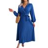 Spring and Summer Temperament Cross V-neck Big Swing Pleated Long Dress Ladies Loose Versatile New Dresses