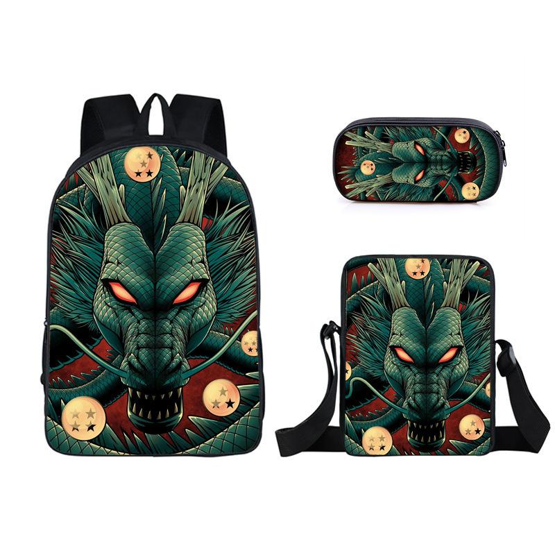 Animation seven dragon ball backpack, primary and secondary school schoolbag, satchel, shoulder bag, pencil case three-piece set