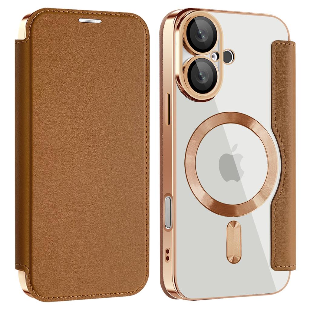 For iPhone 16 Magnetic Case RFID Blocking Leather Phone Cover