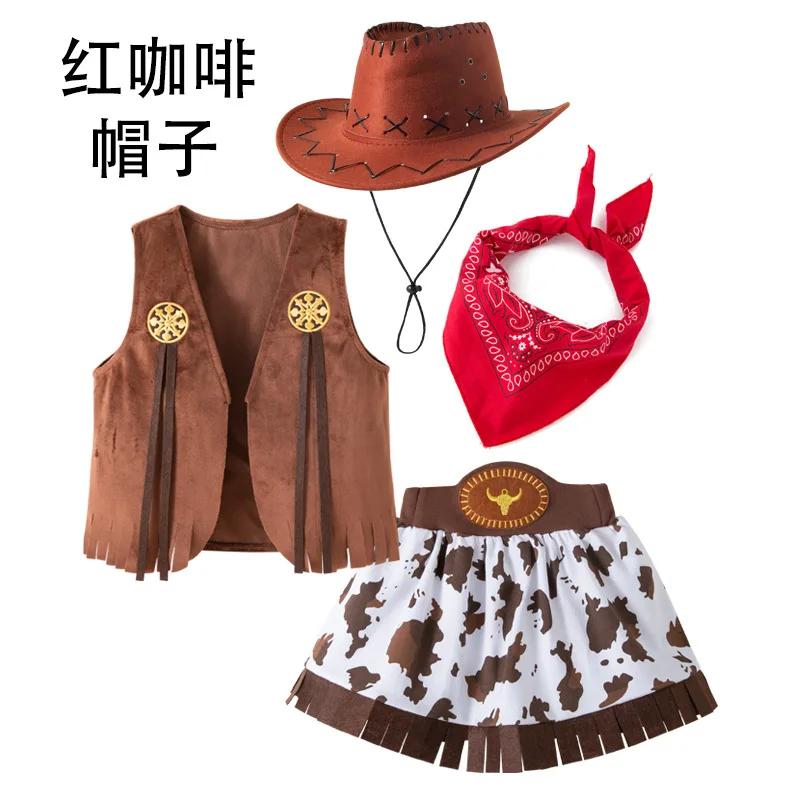 Mädchen Cowgirl Kostüm Kleider Kinder Western Cowgirl Kostüme Karneval Cosplay Halloween Event Party Verkleidung