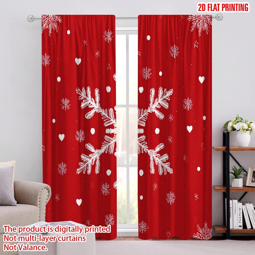 

2pcs,2D plane printing Curtains Digital Printed Big Snowflake Versatile Durable Polyester (without rod) Room Decor for Living 52.50 × 116.00 cm 2 pcs