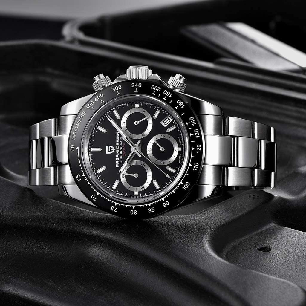 Pagani Design Seiko Quartz Daytona Waterproof Ceramic Stainless Steel Sapphire Business Dress PAGANI DESIGN Men's Watch, Japanese-made Movement,