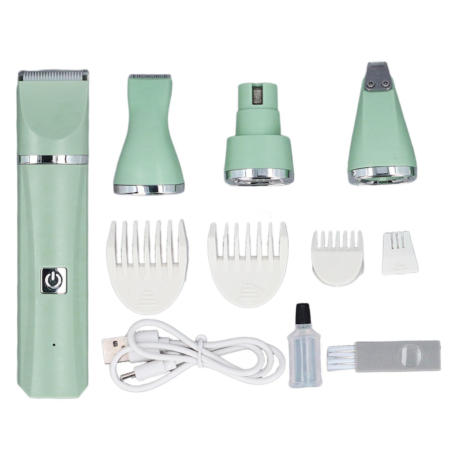 

Набор для ухода за домашними животными 4 в 1 Триммер для стрижки лап Малошумная эффективная портативная электрическая машинка для стрижки собак Триммер зелёный