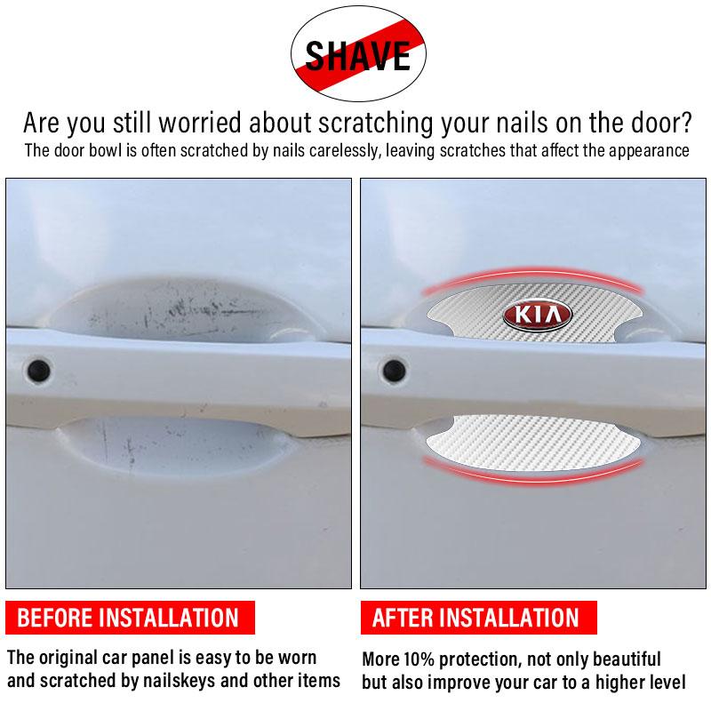 4KS Ochrana kliky dveří auta 3D nálepka emblém dekorace pro KIA Ceed Sportage Rio K5 k6 K7 K8 Optima Cerato Proceed Venga Sedona Forte