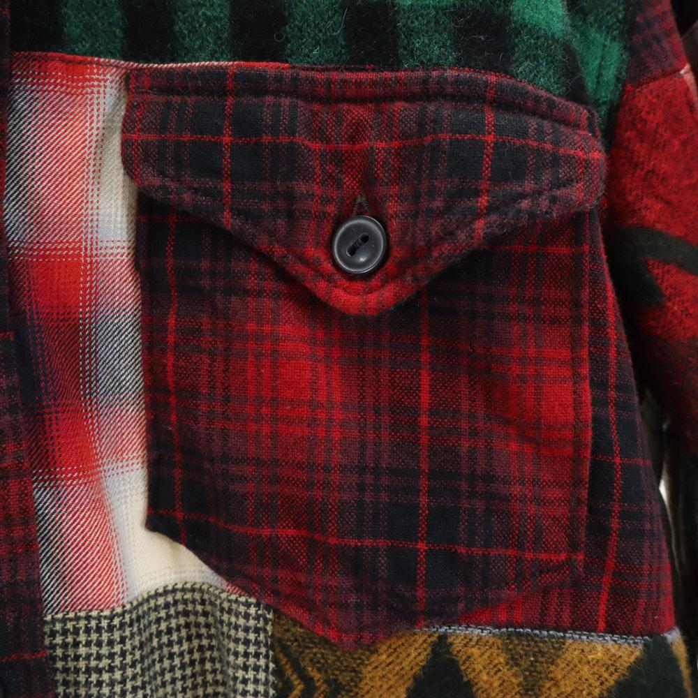 RRL Unused wool blend Check Pattern Patchwork Long sleeve shirt Men's Used