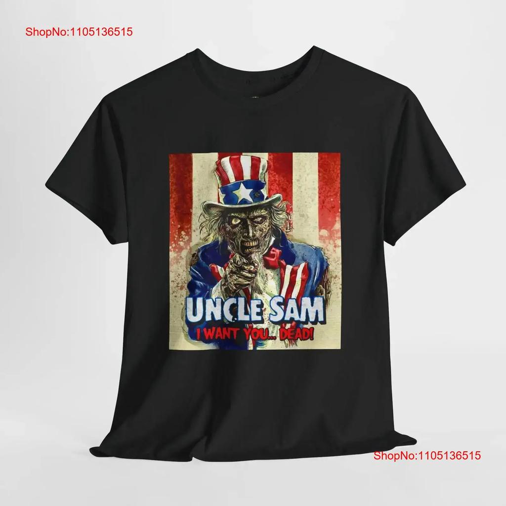 Zio Sam Ti Vuole Morto Maglietta Cult Film Horror Patriottico Zombie vintage Lavata Comoda Unisex grafica Stilosa