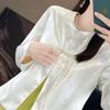 2024 Retro Tang Suit Women's Short Jacquard Jacket with Frog Buttons