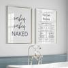 Black and White Modern Funny Nakey Naked Toilet Rules Quote Wall Art Canvas Painting Posters For Bathroom Room Home Decor