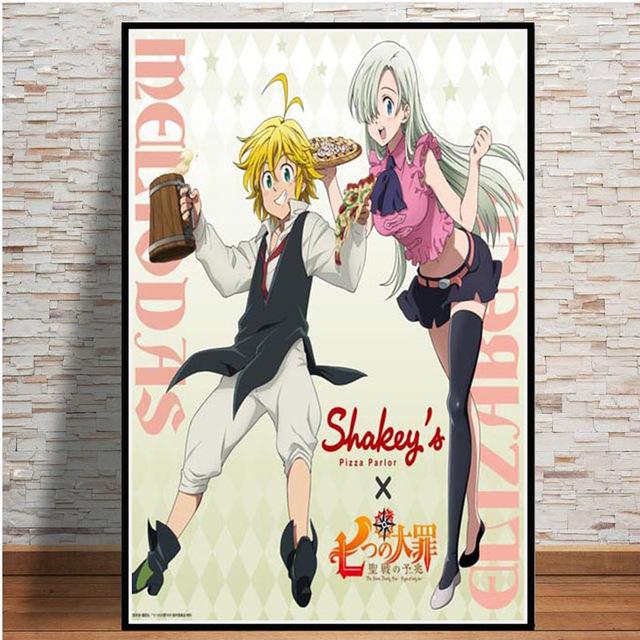 Japanese Cartoon The Seven Deadly Sins Anime Poster Living Room Children's Room Wall Artist's Bedroom Decoration Canvas Painting