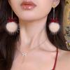 Boucles d'oreilles Pompon Mignon Nœud Flocon de Neige Peluche Noël Doux Bijoux de Mode Pour Femmes Filles Cadeaux Nouvel An