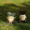 Playful Feline Shape Planter With Rocking Chair Design Lightweight Resin Flower Pot Decoration Fit for Home Balcony Desk