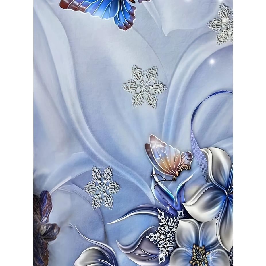 Vibrant Butterfly Print Crew Neck T-Shirt Soft Slight Stretch Polyester Regular Fit Short Sleeve Spring & Summer Womens Casual Clothing